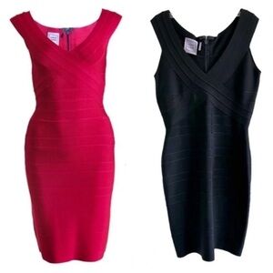 Herve Leger Knit Bandage Bodycon Dress Black